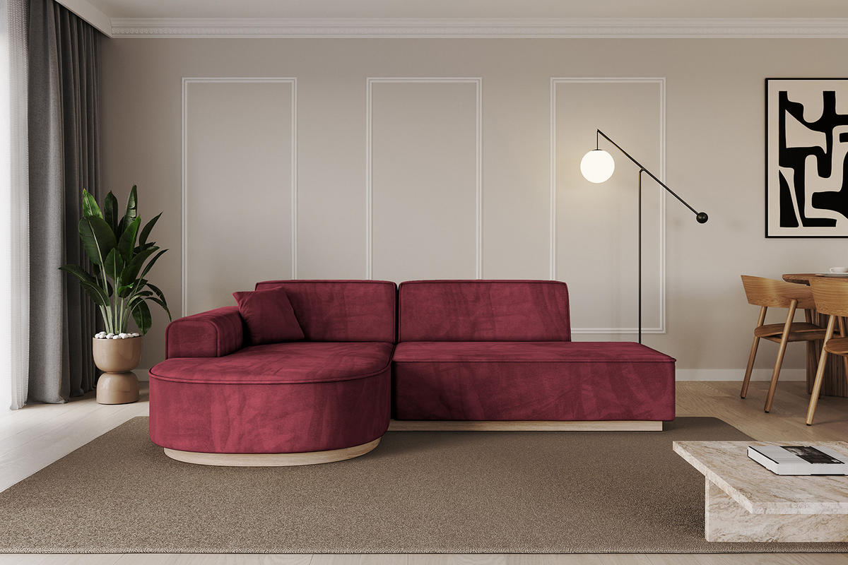 ECKSOFA Ottomane Links ARRIO-L1 - 243x171x83 cm Bordeauxrot - Bordeaux, Holzwerkstoff/Textil (243/171cm) - ALTDECOR