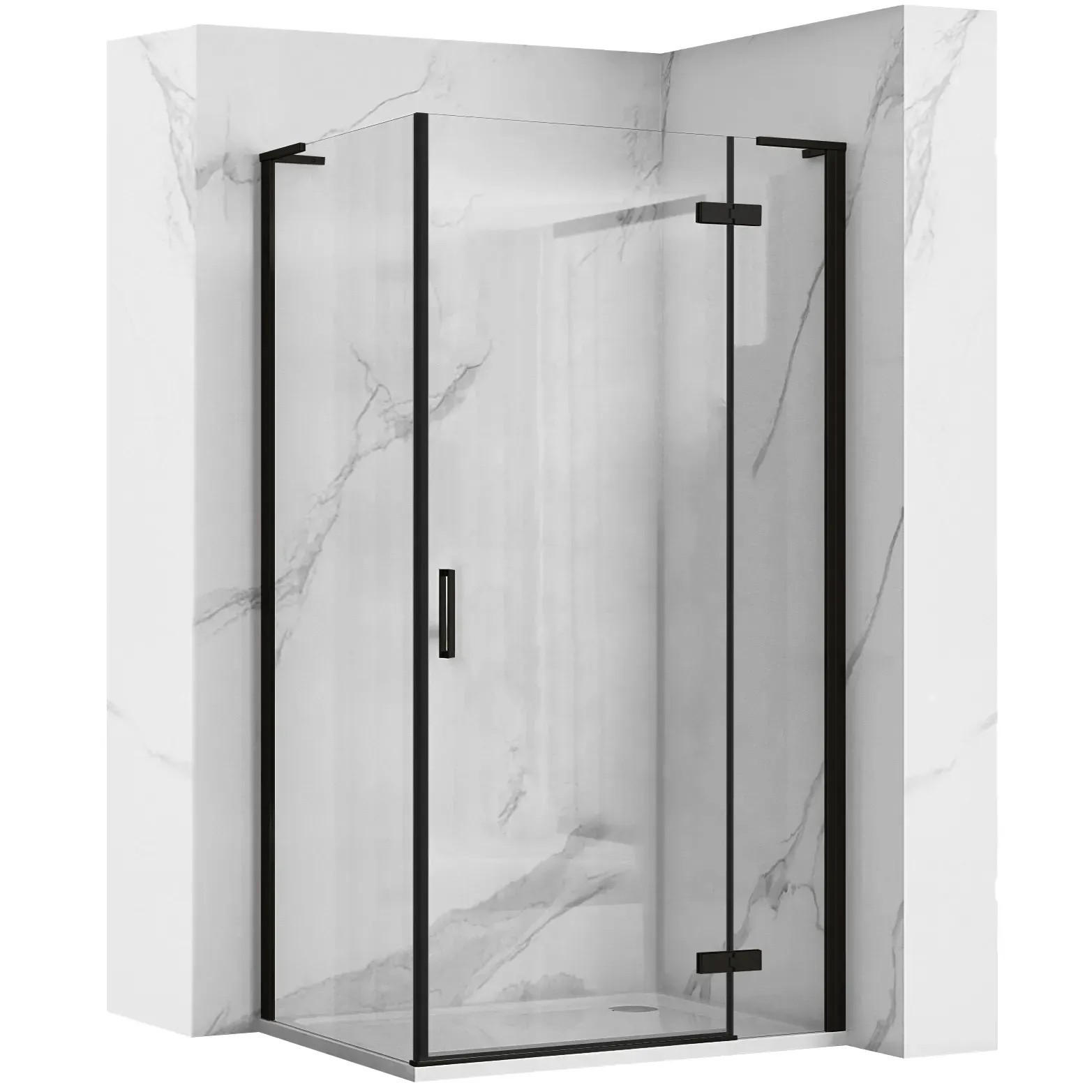 DUSCHKABINE Rea Hugo Black 90x90 - Schwarz, Glas (90/90/200.5cm) - REA