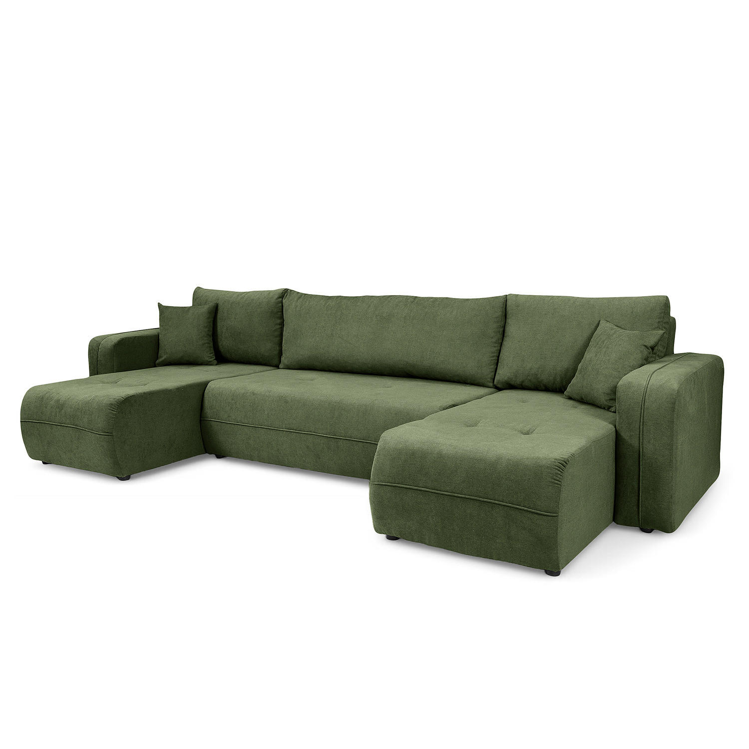 WOHNLANDSCHAFT - Schwarz/Grün, Kunststoff/Textil (312/82/145cm) - home24