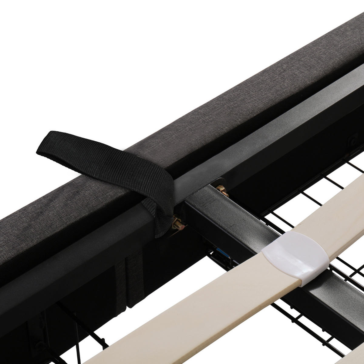 POLSTERBETT 160/200 cm grau Leinen mit Stauraum RGB LED - Grau, Holz