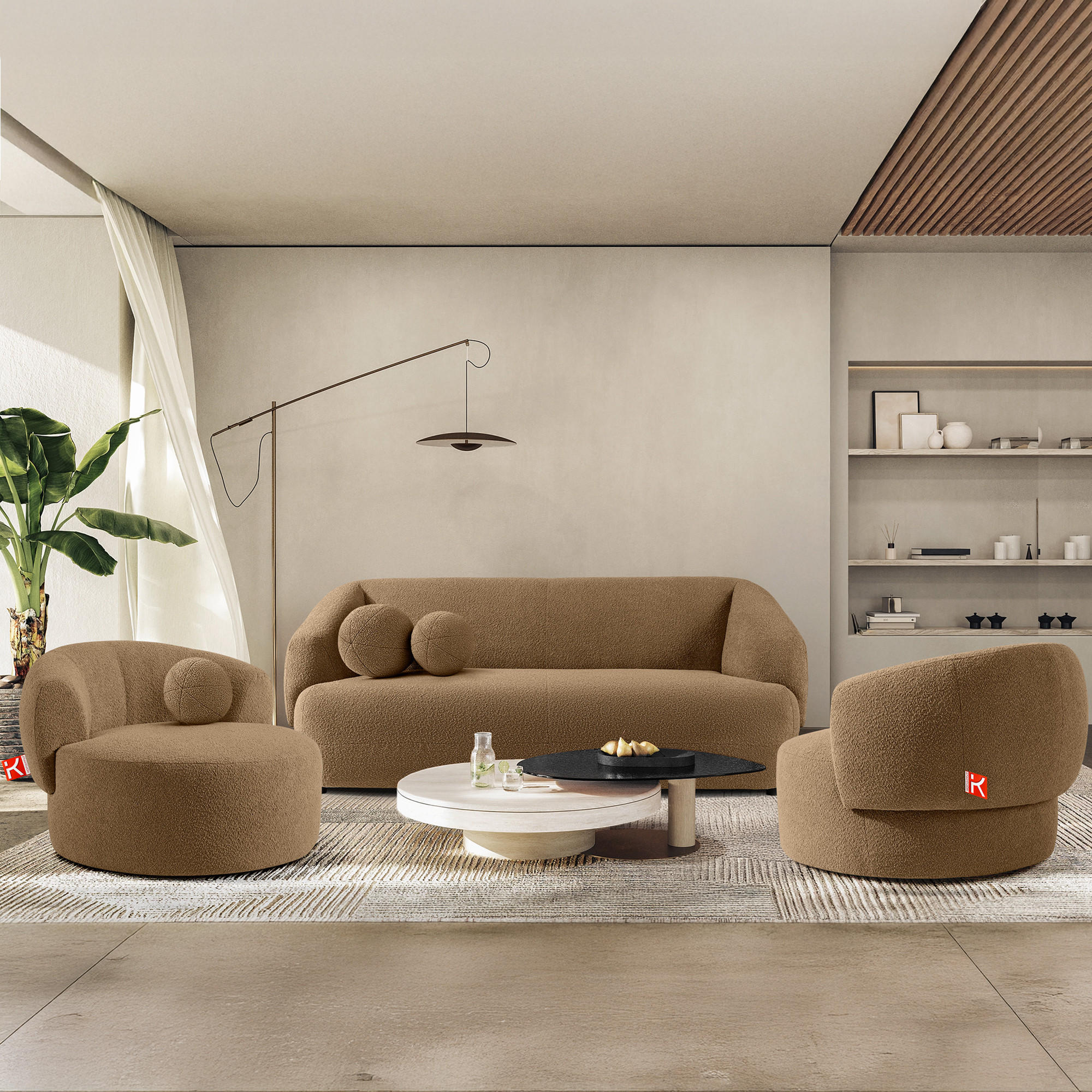 Thumbnail - Konsimo® Einzelsofa, Braun, Textil, 3-Sitzer, 210x84x100 cm, Wohnzimmer, Sofas & Couches, Sofas