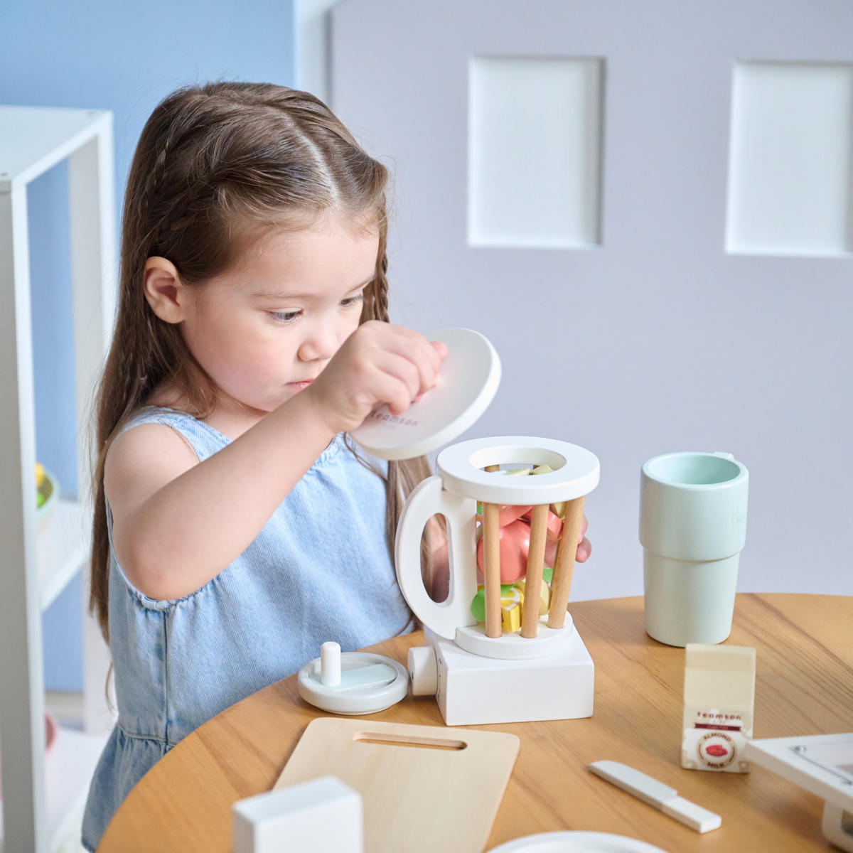 SPIELESSEN Holz Set mit Mixer, 18cm, Weiß - Weiß, Holzwerkstoff (16/18/24cm) - Teamson Kids