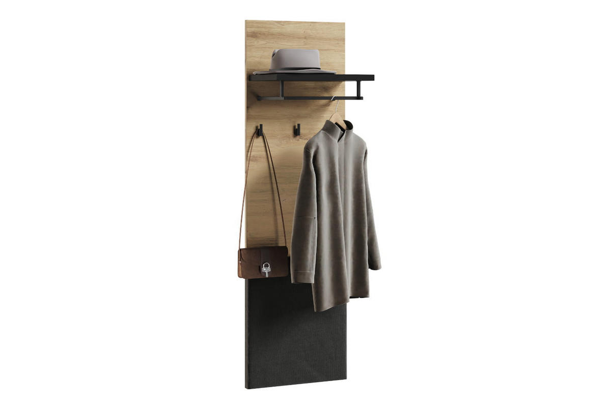 GARDEROBE Quant 5 - Schwarz/Eiche Artisan, Holzwerkstoff (195/249/40cm) - Meblini