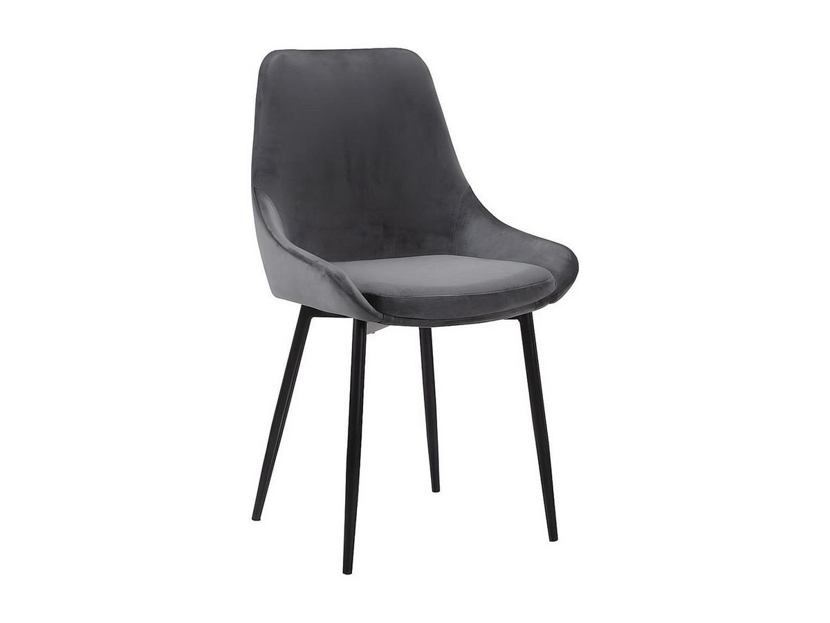 STUHL 2er-Set - Samt & Schwarzes Metall - Anthrazit - MASURIE - Anthrazit, Textil (49/85.5/56cm) - Vente-Unique