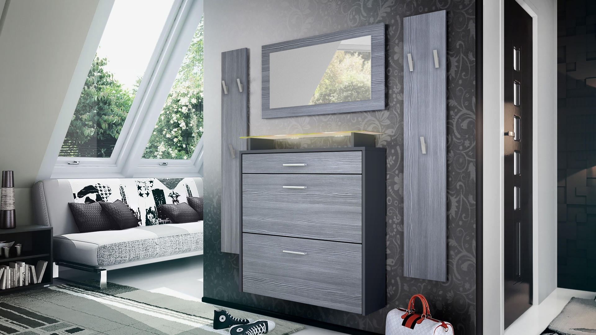 GARDEROBE Malea Fronten in Avola-Anthrazit - Anthrazit, Holzwerkstoff (180/180/23cm) - Vladon