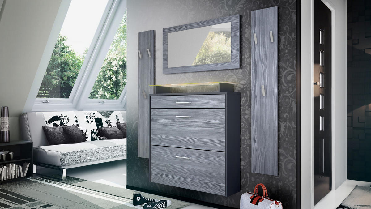 GARDEROBE Malea Fronten in Avola-Anthrazit - Anthrazit, Holzwerkstoff (180/180/23cm) - Vladon