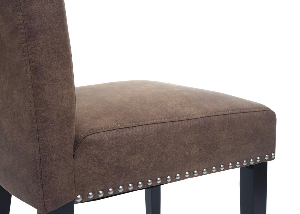 ESSZIMMERSTUHL 6er-Set gepolstert 98x47x62cm Sitzhöhe 42cm Nieten Stoff/Textil dunkle Beine Braun - Braun, Textil (47/98/62cm) - CHEFGASTRO