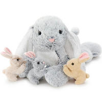 PLÜSCHTIER Hase mit 3 Babys 63 cm Grau - Multicolor, Textil (40/60cm)