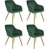 ESSZIMMERSTUHL 4er Set Marilyn 58 x 62 x 82 cm dunkelgrün/gold - Dunkelgrün/Goldfarben, Textil (58/82/62cm) - tectake