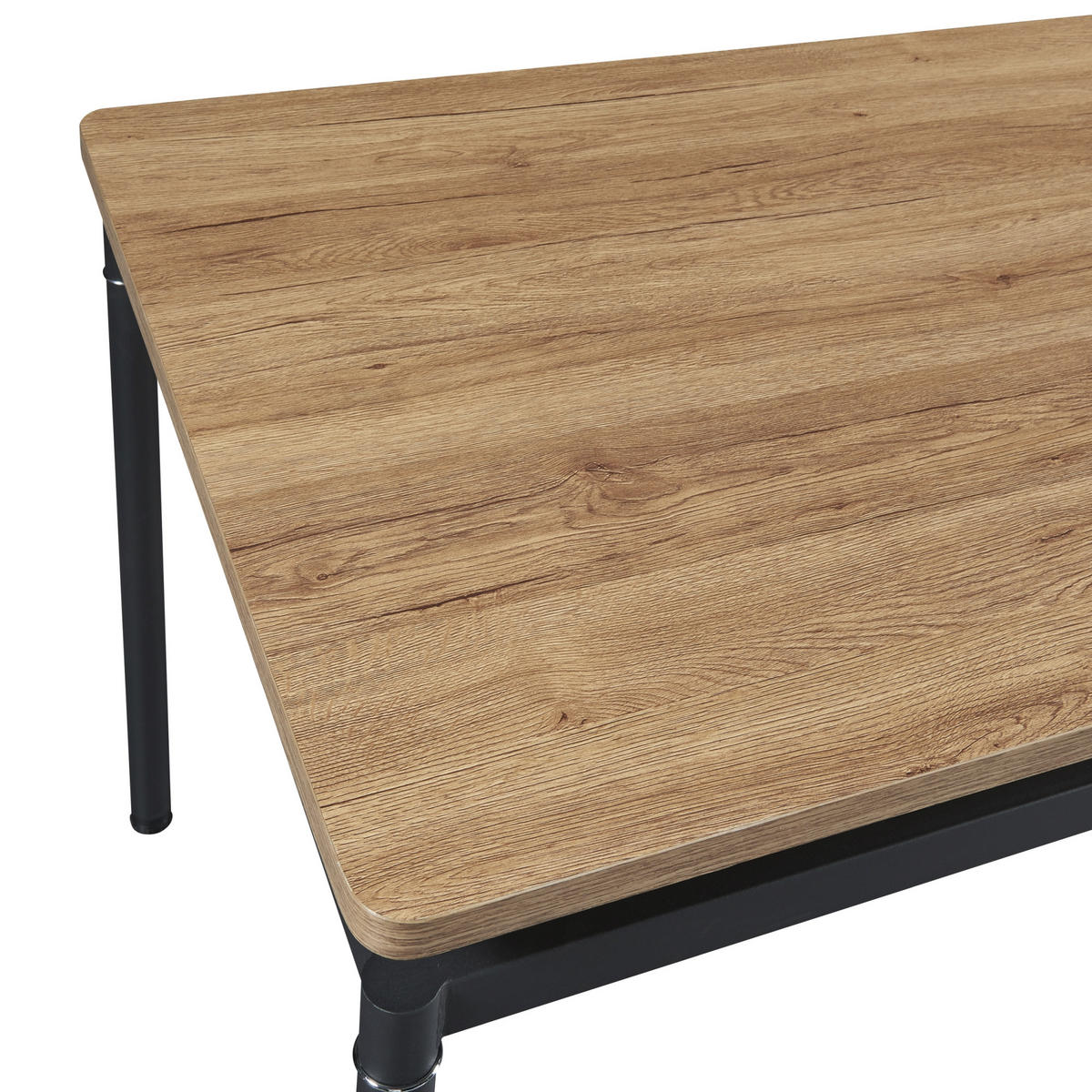 ESSTISCH Hemnes - Eichefarben/Schwarz, Holzwerkstoff/Metall (70/120/75cm) - [en.casa]