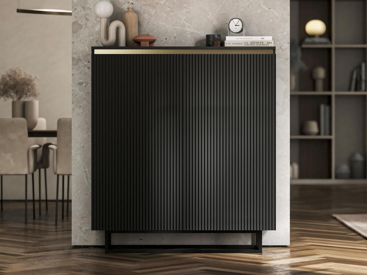 KOMMODE Selene 2D Schwarz Matt 111 cm - Schwarz, Holzwerkstoff/Metall (111/125/35cm) - Meble Lindner