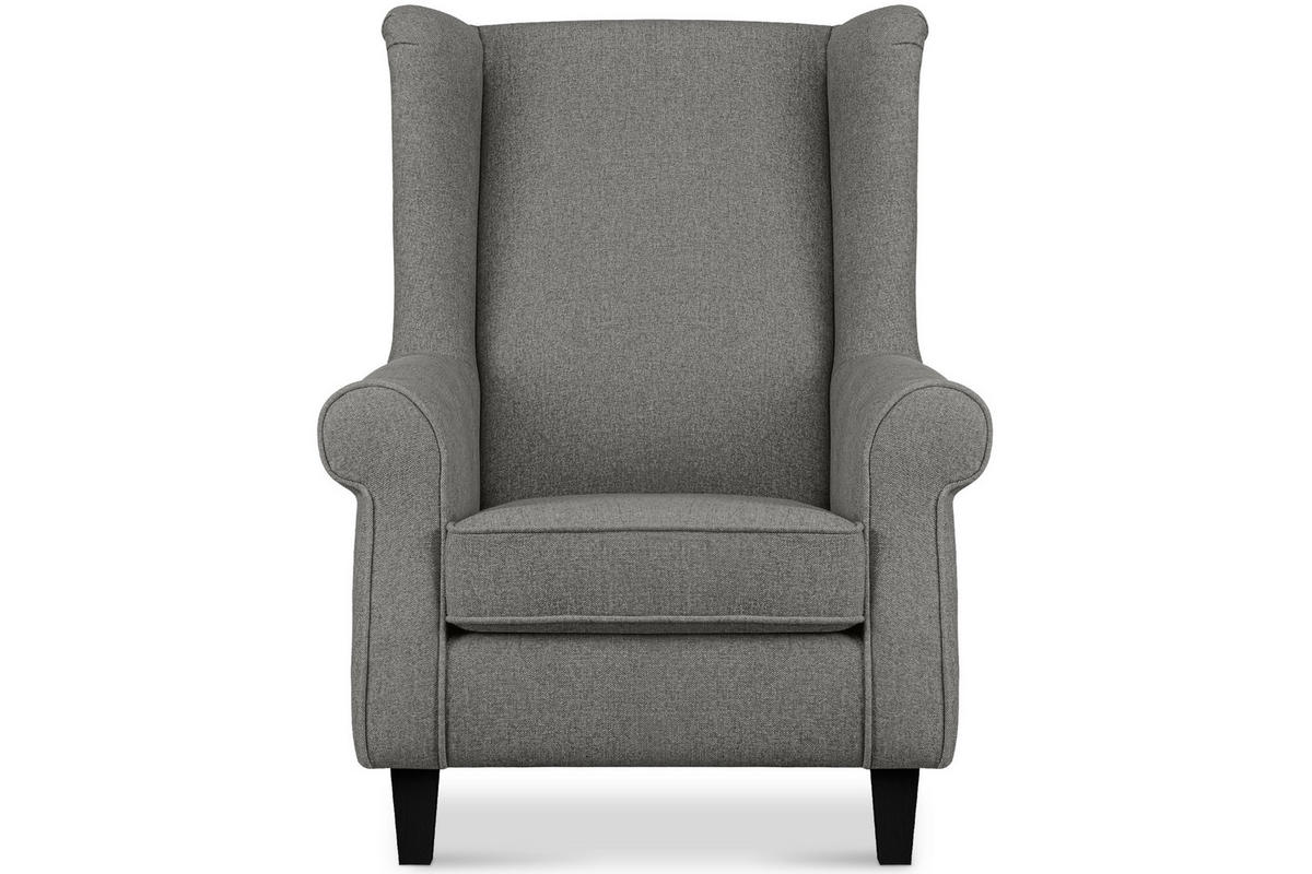 OHRENSESSEL MILES Massivholzbeine, grau/schwarz - Schwarz/Grau, Holzwerkstoff/Buchenholz (82/105/97cm) - KONSIMO®