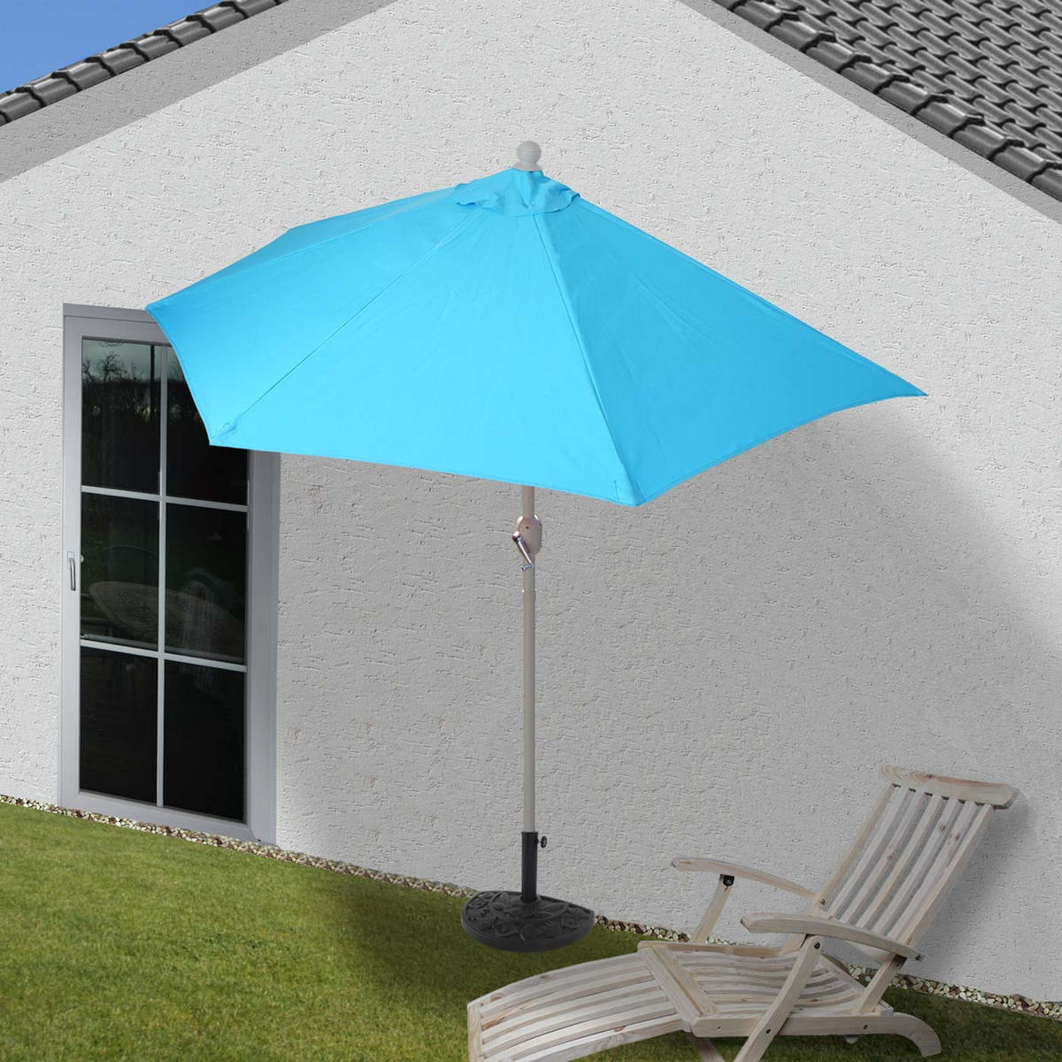 SONNENSCHIRM I HALBRUND UV 50+ Türkis - Türkis, Textil (260/135cm) - MCW