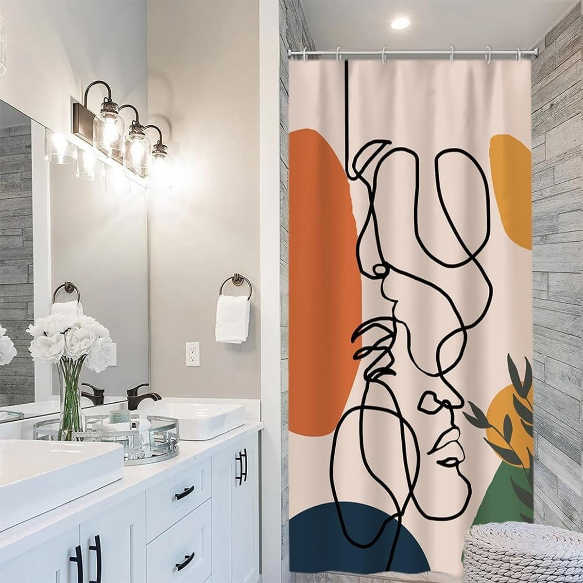 DUSCHVORHANG 90 x 180 cm abstrakt schimmelresistent wasserdicht waschbar Polyester - Multicolor, Textil (90/180cm) - MCBOSON