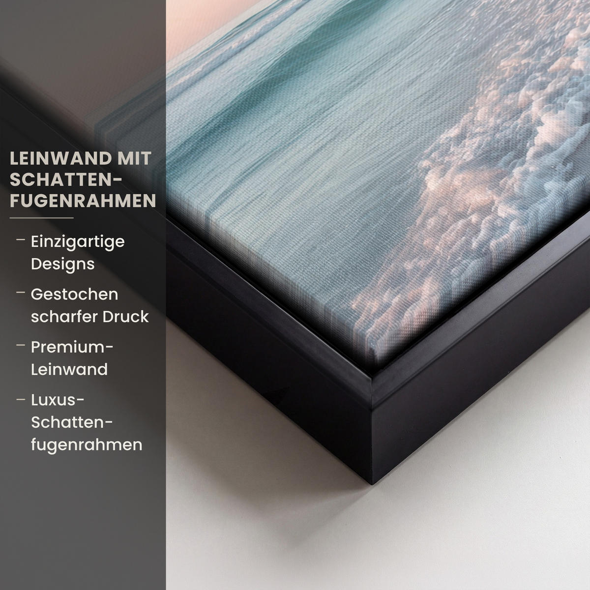 LEINWAND Bilder mit Rahmen - Küstenlinie - Pastell - Wasser - 40x30 - Pastellblau, Textil (40/30cm) - MuchoWow