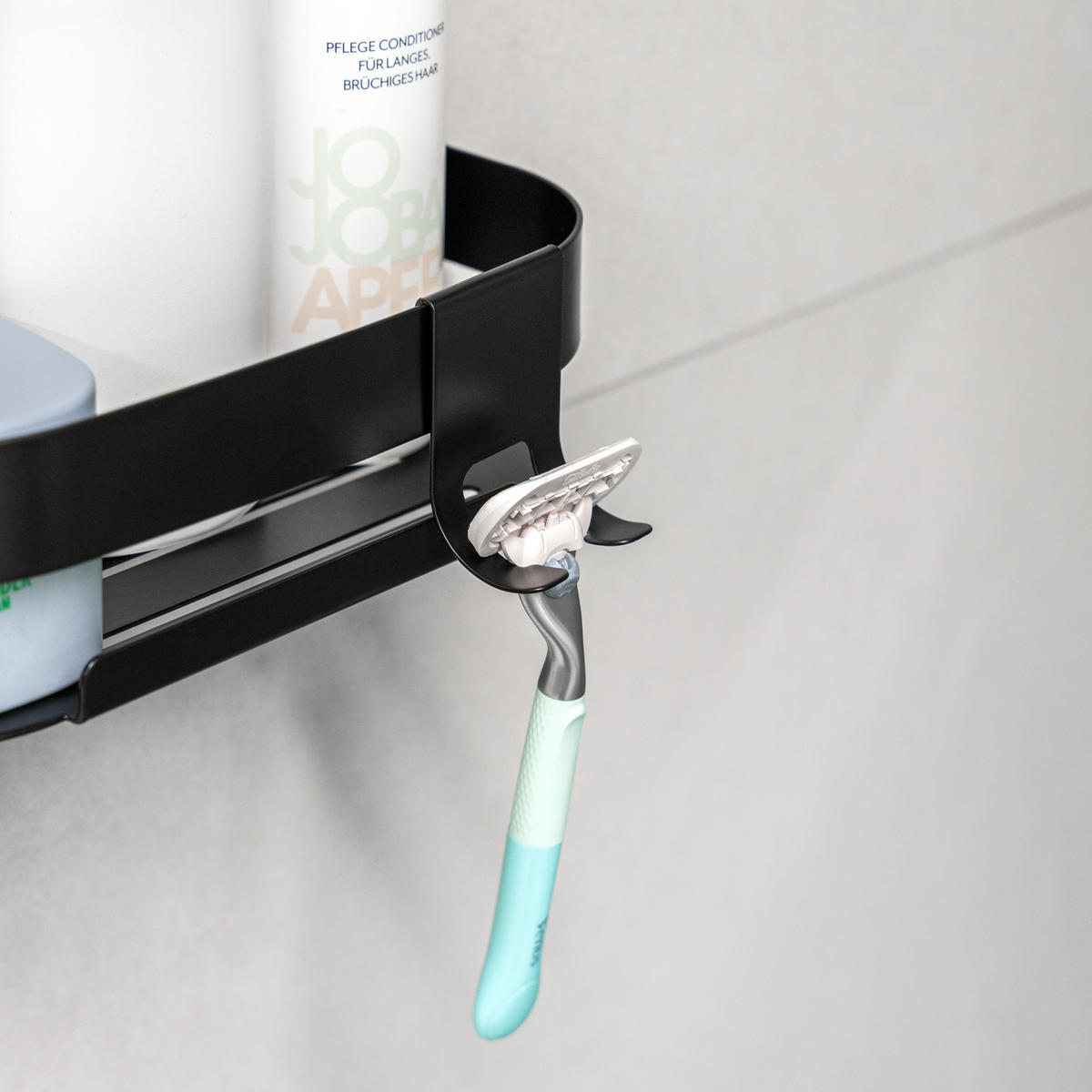 DUSCHABLAGE, mit 2-Wege-Montage, Edelstahl schwarz - Schwarz, Metall (23/6.5/10.5cm) - eluno