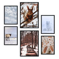 POSTER Set Mit 6 Tiere Im Schnee A3 & A4 Rahmenlos - Klar, Papier (29/3cm) - Nacnic