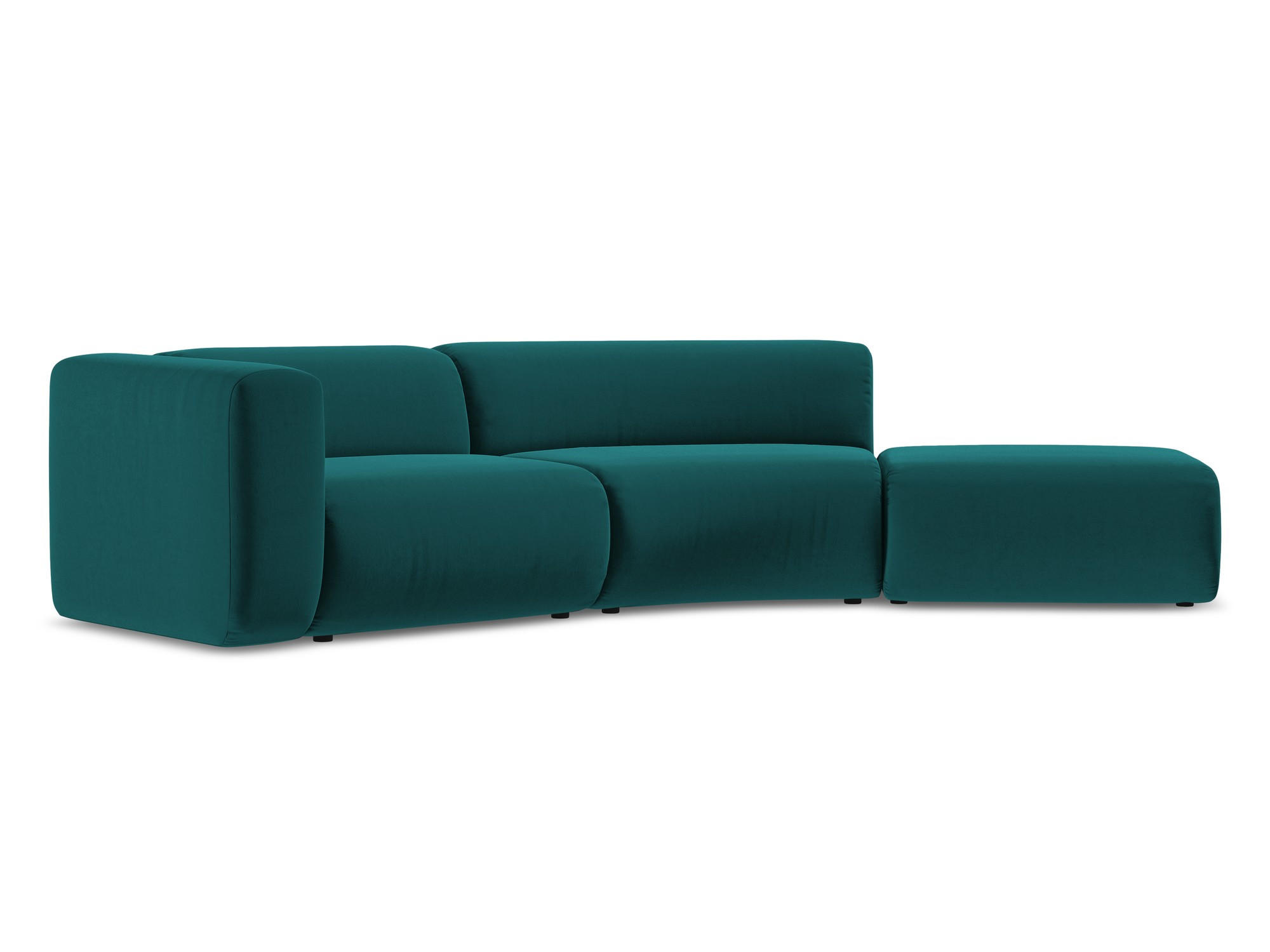 4-SITZER-SOFA Samt Stoff Blau - Blau/Petrol, Kunststoff/Textil (335/70/166cm) - Makamii