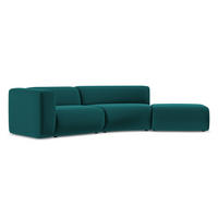 4-SITZER-SOFA Samt Stoff Blau - Blau/Petrol, Kunststoff/Textil (335/70/166cm) - Makamii