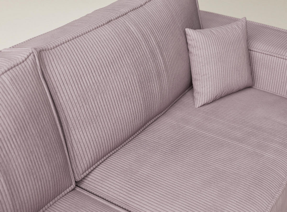 ECKSOFA MIT SCHLAFFUNKTION Tonga Lila Samtstoff - Flieder/Schwarz, Holz/Holzwerkstoff (105/225cm) - Maison de Reve