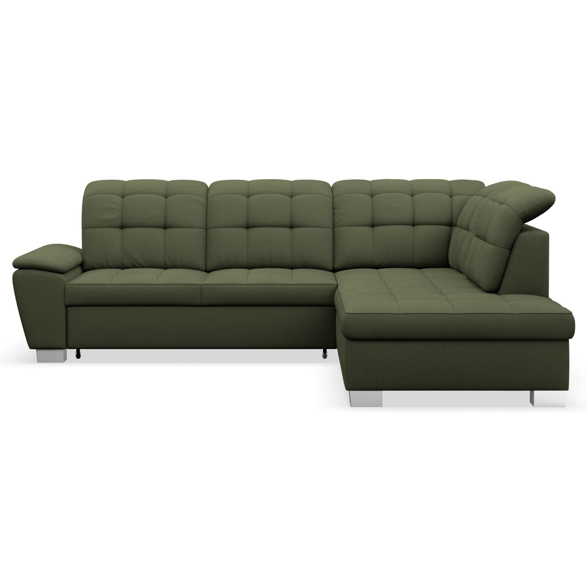 ECKSOFA Jamaal Khaki rechtsseitig - Schwarz/Grün, Textil (258/212cm) - Selsey