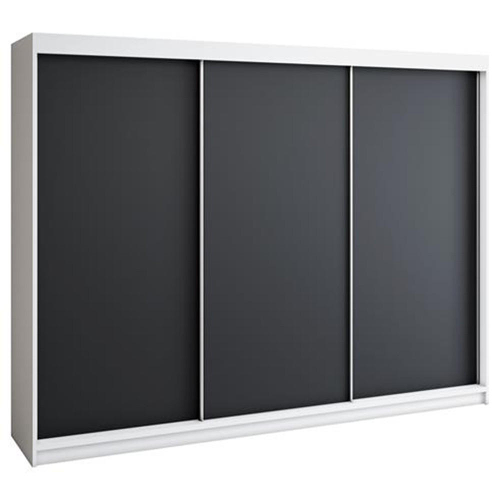 A&J MöbelLand Schwebetürenschrank Weiß, Schwarz, Schwarz, Schwarz 200x215x59.5 cm