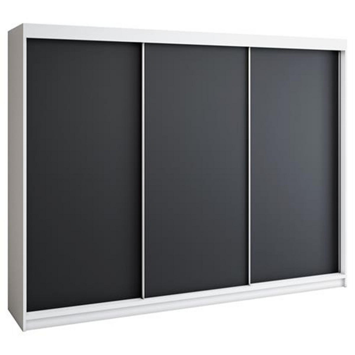 SCHWEBETÜRENSCHRANK 200 CM MERO Farbe: Weiß / schwarz / schwarz / schwarz - Schwarz/Weiß, Holzwerkstoff (200/215/59.5cm) - A&J MöbelLand