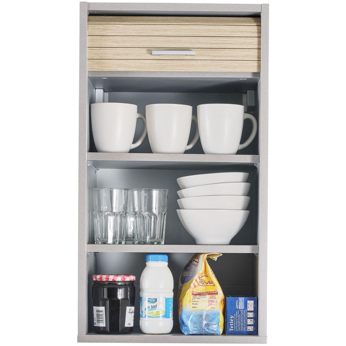 KÜCHENOBERSCHRANK mit Rolladentür 35/40/72cm - Alufarben, Holzwerkstoff (40/72/35cm) - Simmob