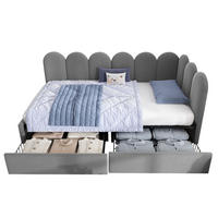 KINDERBETT Polsterbett 90/200 cm aus Samt mit 2 Schubladen Grau - Grau, Textil (90/200cm) - Modenvie