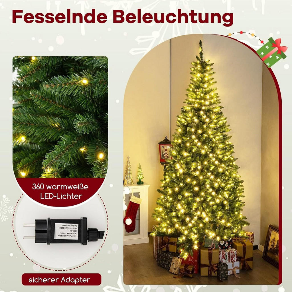 Thumbnail - Costway Weihnachtsbaum, Grün, Metall, 240 cm, Dekoration, Weihnachtsdekoration, Weihnachtsbäume & Zubehör