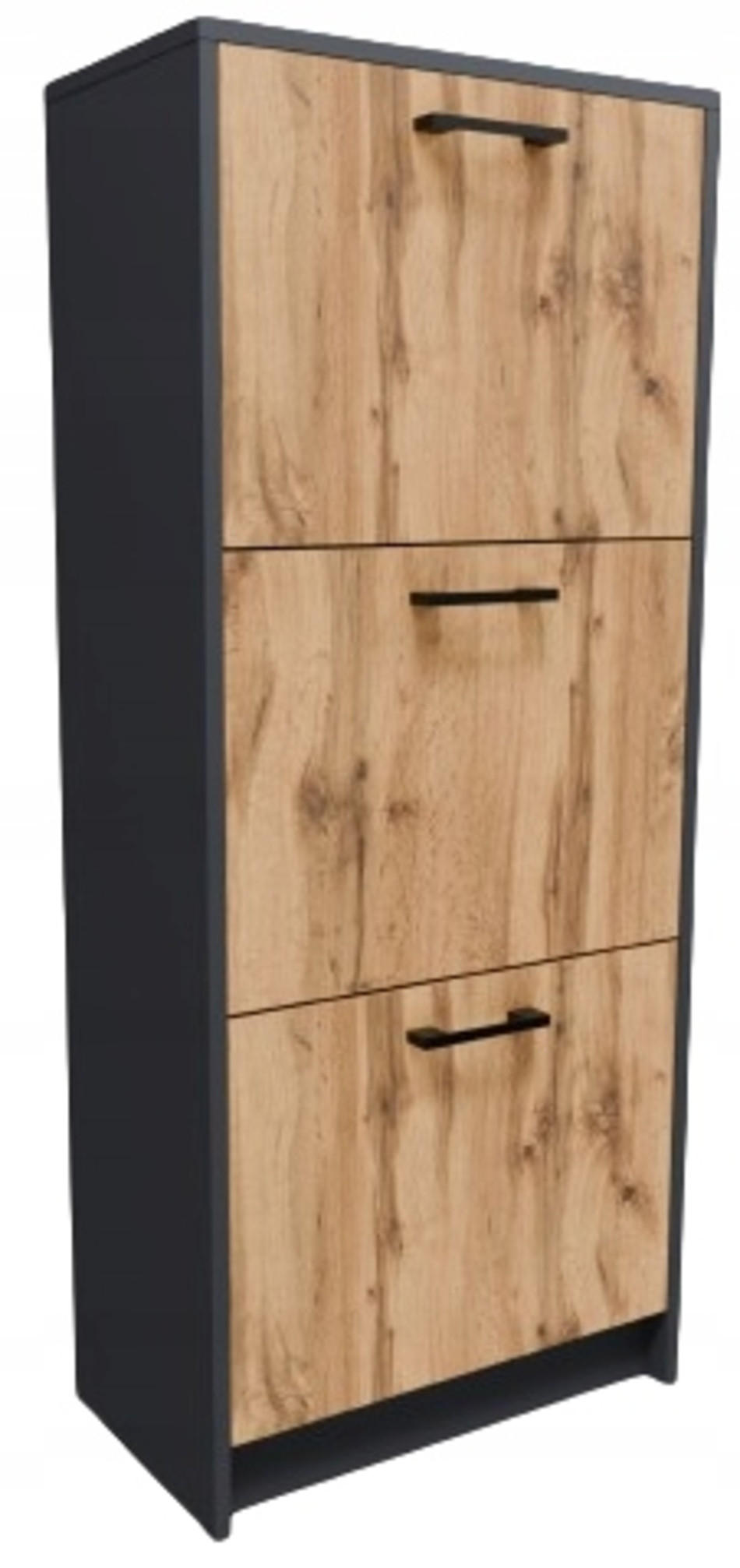 SCHUHSCHRANK 3S Anthrazit-Wotan Eiche 50/28/116 cm - Anthrazit/Eiche Wotan, Holzwerkstoff (50/116/28cm) - Matkam Möbel