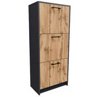 SCHUHSCHRANK 3S Anthrazit-Wotan Eiche 50/28/116 cm - Anthrazit/Eiche Wotan, Holzwerkstoff (50/116/28cm) - Matkam Möbel