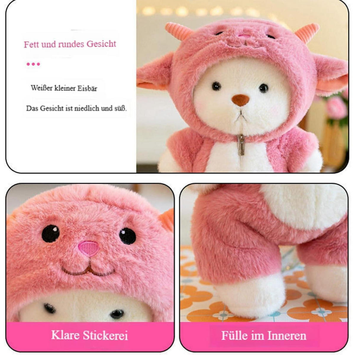 PLÜSCHTIER Teddybär im Schafkostüm Rosa 30 cm - Rosa, Textil (15/30cm)