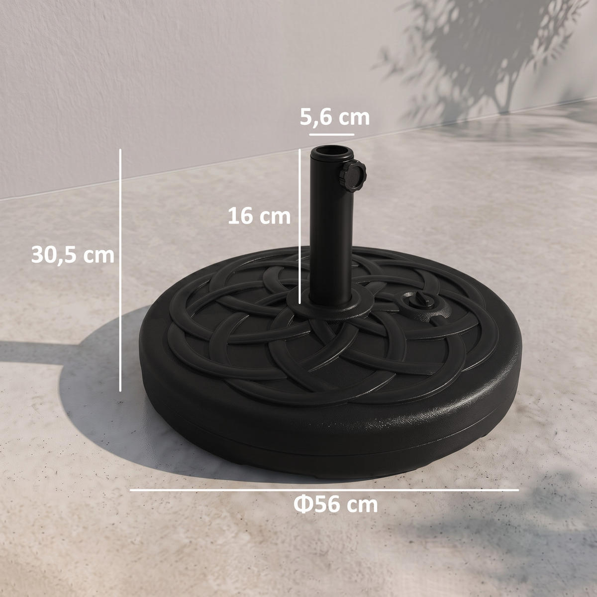 SONNENSCHIRMSTÄNDER bis 35 kg befüllbar - Schwarz, Kunststoff (56/56cm) - Outsunny