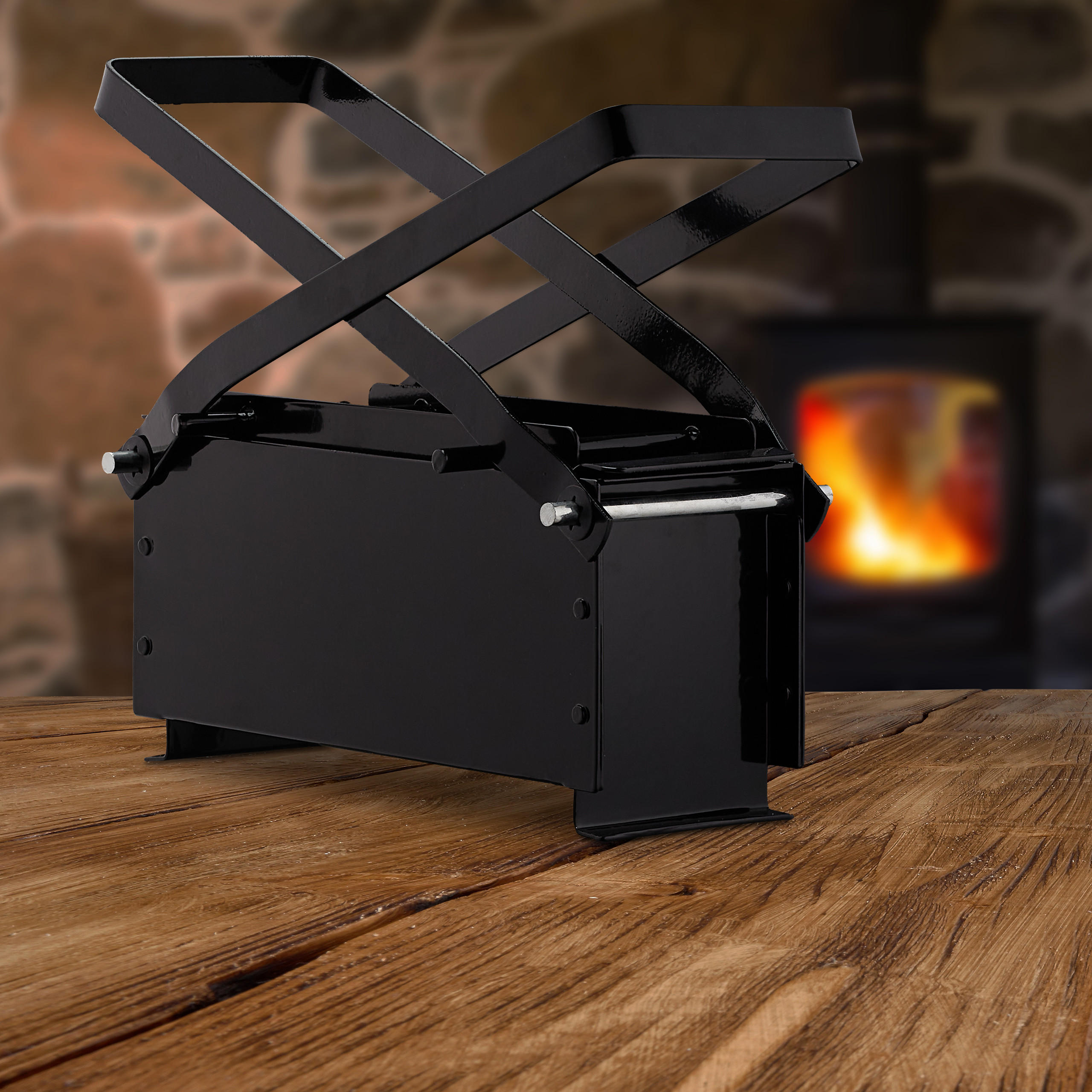 PAPIERBRIKETTPRESSE - Schwarz, Metall (28/25.5/14.5cm) - Relaxdays