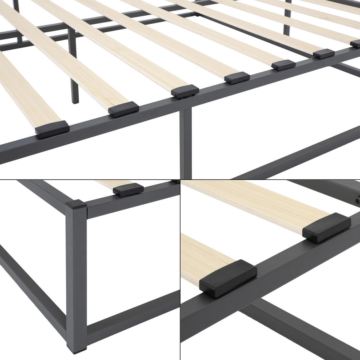 METALLBETT 200/160 cm - Schwarz, Metall (160/200cm) - ML-DESIGN