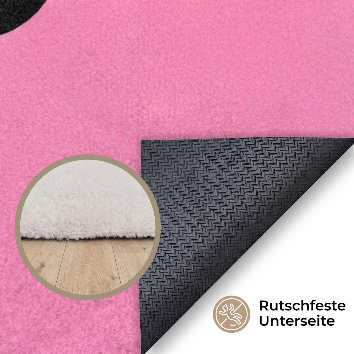 TEPPICH - Smiley - Blume - Rosa - 200x140 cm - Pink, Kunststoff/Textil (200/0.4cm) - OnlyWow