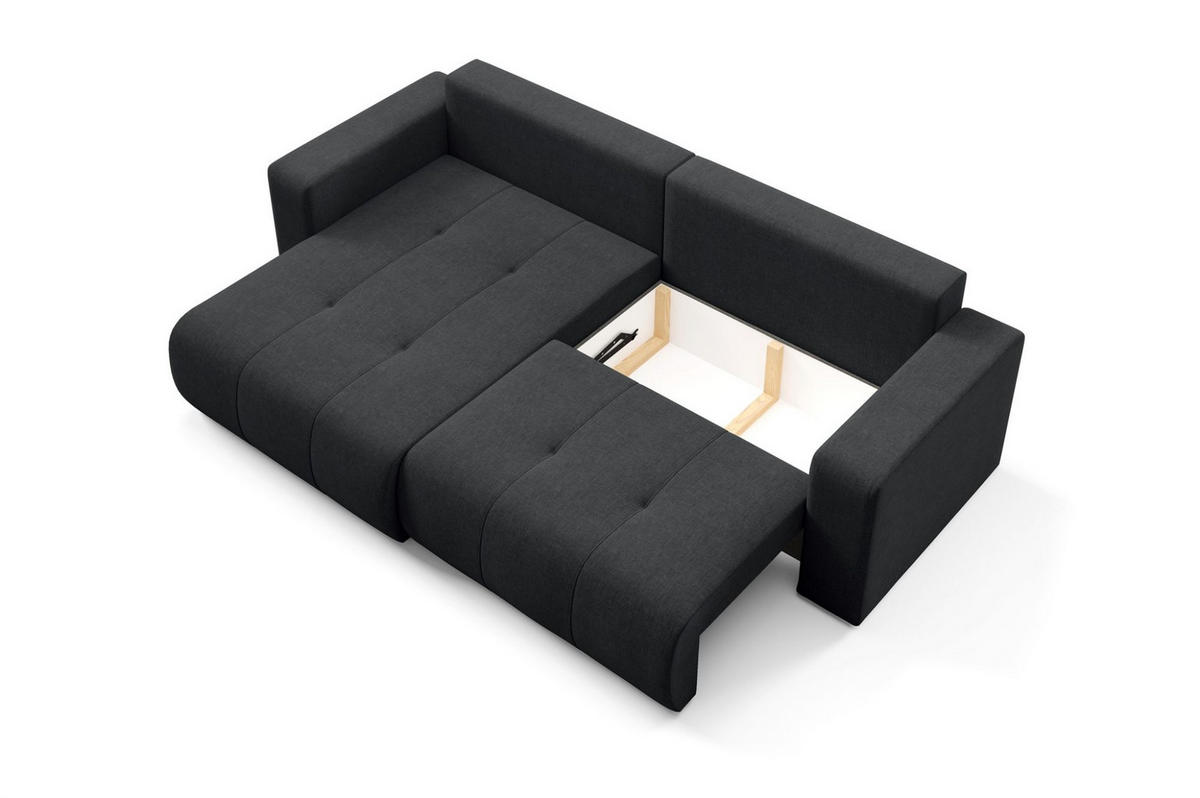 ECKSOFA Augusto - Schwarz, Holzwerkstoff/Textil (244/149cm) - Fun Möbel