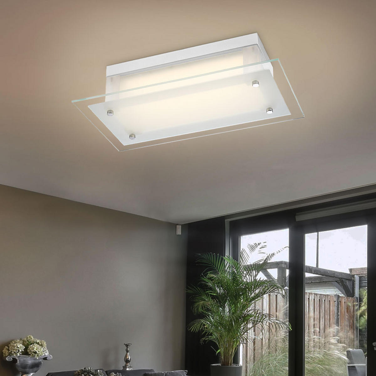 LED DECKENLEUCHTE Metall Glas Klar - Klar, Glas (36/19/9.7cm) - Globo Lighting