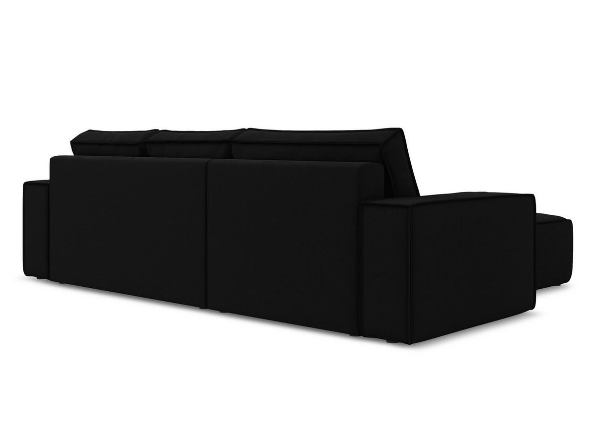 ECKSOFA mit Schlaffunktion Samt Stoff Schwarz - Schwarz, Kunststoff/Textil (185/290cm) - Makamii