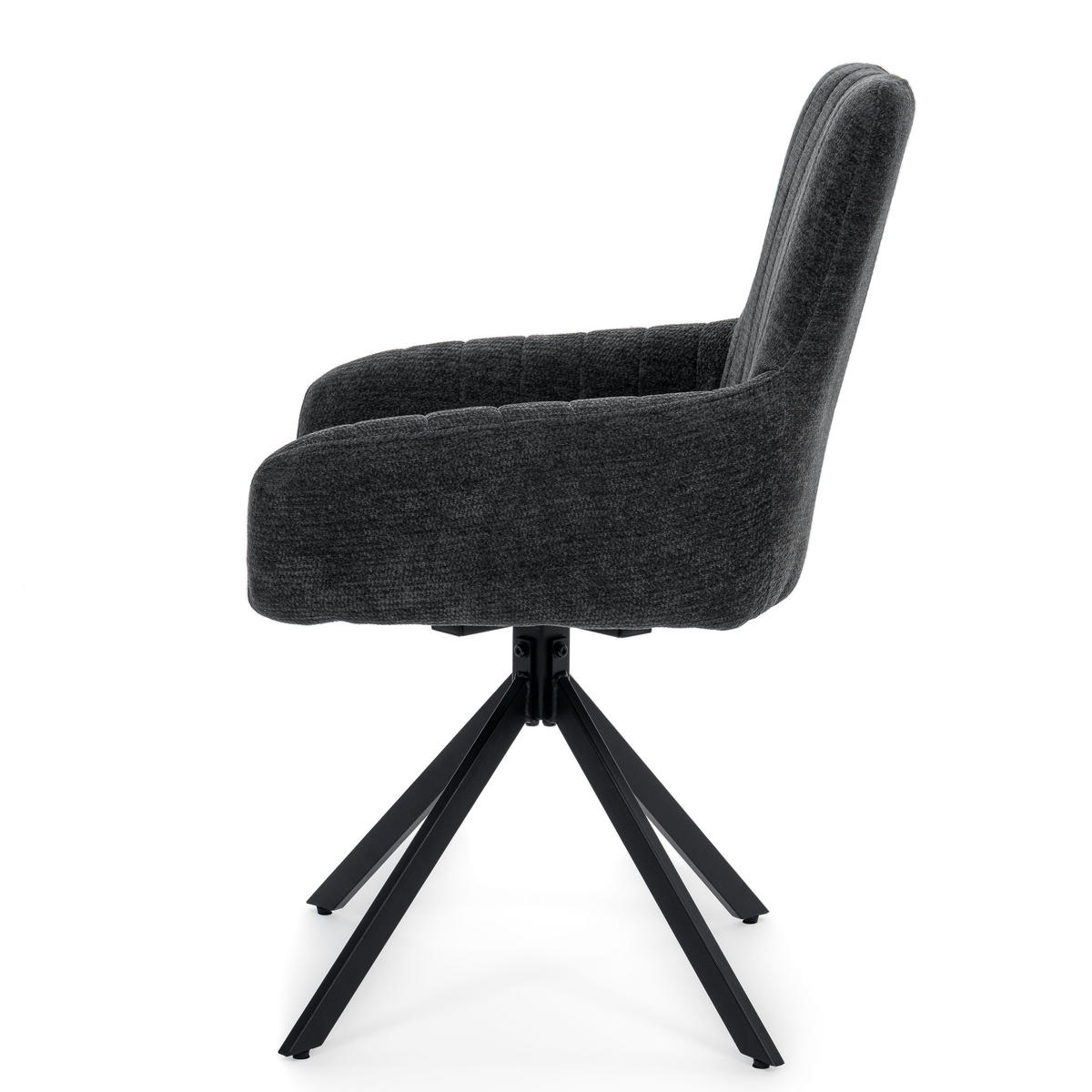 STUHL LUINO drehbar gepolsterter mit Steppung - graphit - Chenille - Dunkelgrau/Schwarz, Textil/Metall (58/87/60cm) - NEW HOME