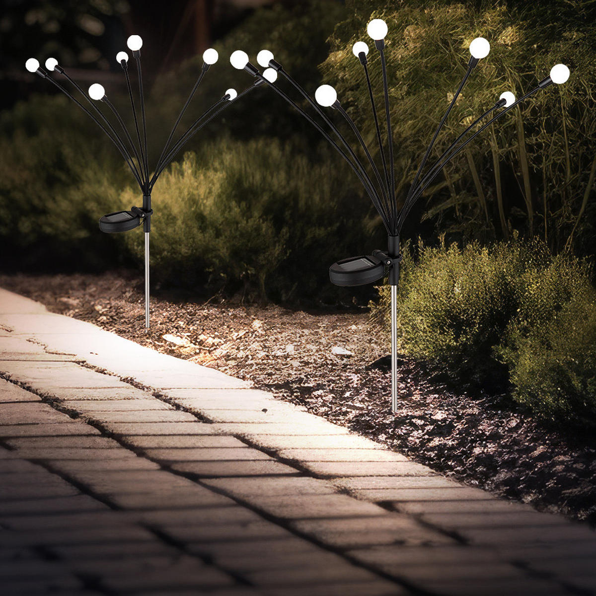 LED AUSSENLEUCHTE Edelstahl Schwarz 2er Set - Schwarz, Metall (20/12/70cm) - Globo Lighting