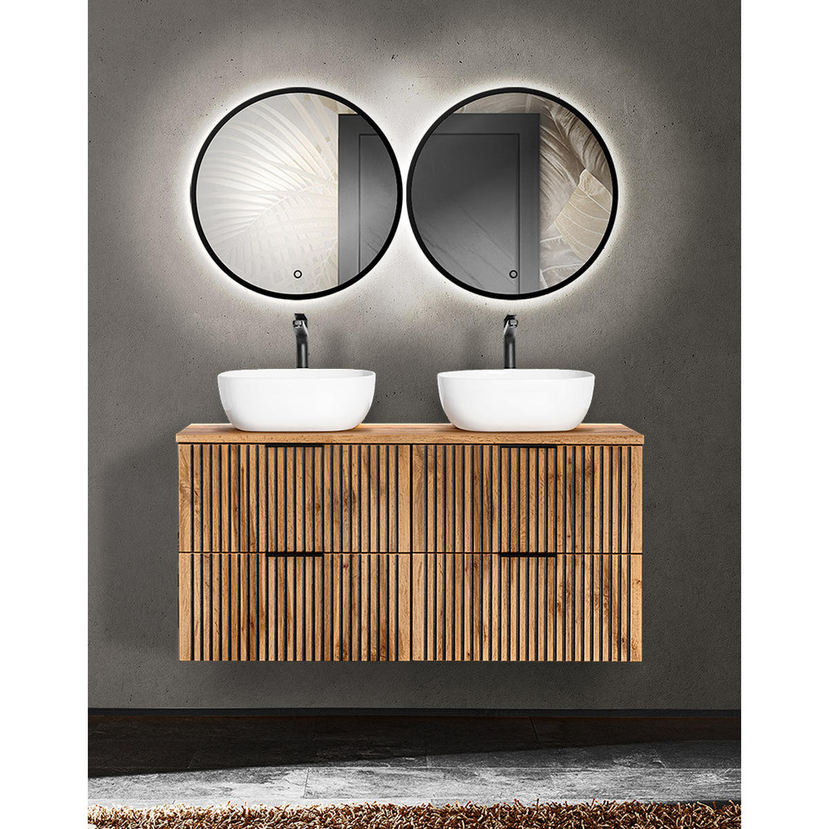 BADMÖBEL-SET 3-TLG. Xanten-56 - Braun, Holzwerkstoff (121/200/47cm) - Lomado