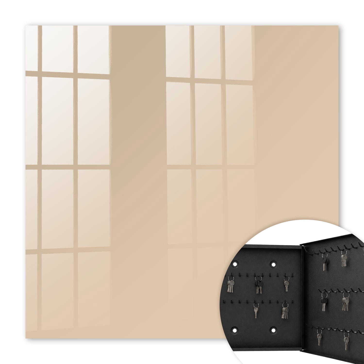 SCHLÜSSELBOX Schwarz 30x30 cm- Türöffnung nach rechts - Beige-Orange - Beige, Metall (30/30/5cm) - TULUP