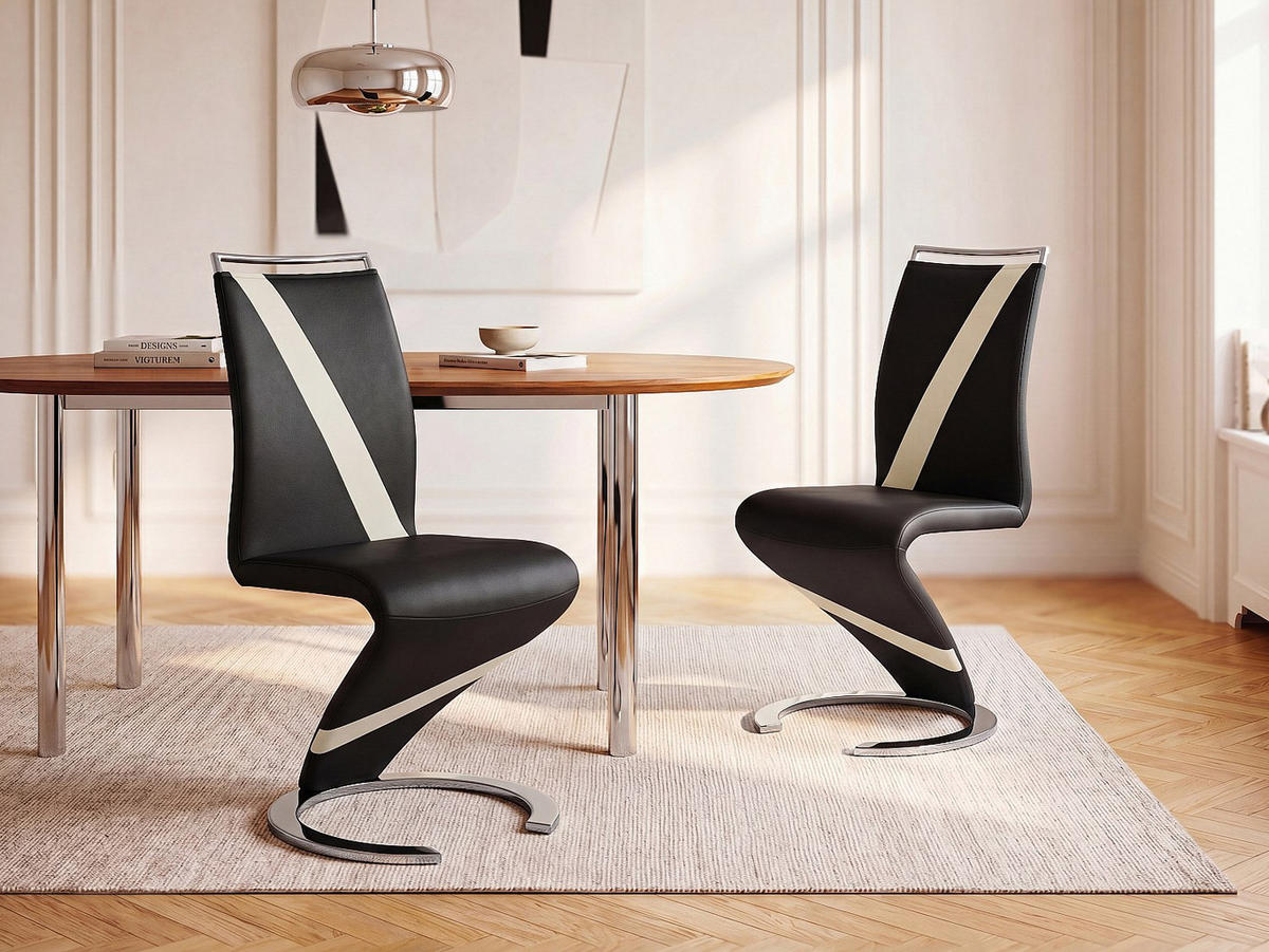 STUHL - 61 cm x 49 cm - kunstleder - schwarz Twizy - Schwarz, Leder (61/100/49cm) - Vente-Unique