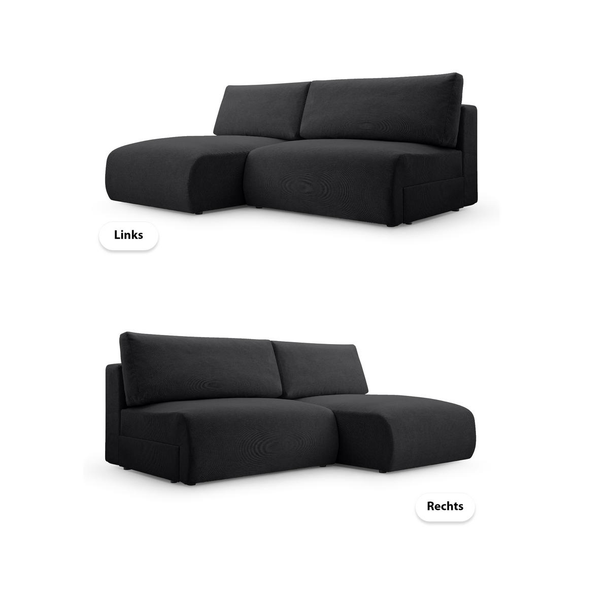 ECKSOFA mit Schlaffunktion Greste, Schwarz - Schwarz, Textil (150/223cm) - Meblito