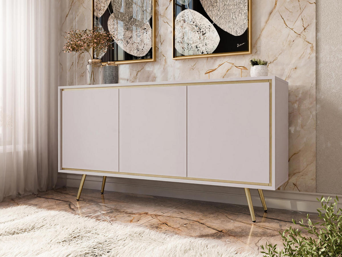 KOMMODE Tori 01 - Kaschmir/Goldfarben, Holzwerkstoff/Metall (150/80/40cm) - MIRJAN24