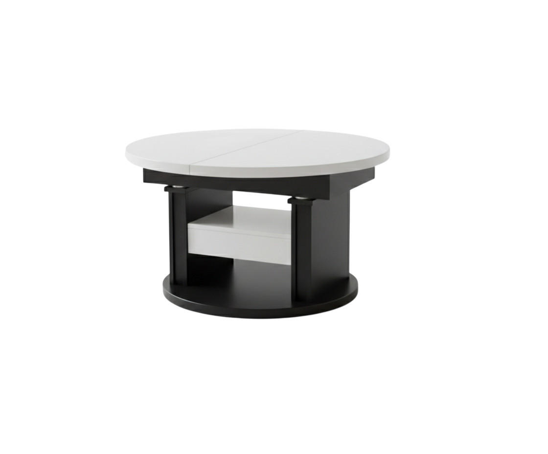 designimpex Couchtisch Weiß Hochglanz, Schwarz 100x60x100 cm
