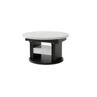 COUCHTISCH rund ausziehbar höhenverstellbar Schubalde 100/100/60 cm - Weiß Hochglanz/Schwarz, Holzwerkstoff (100/100/60cm) - designimpex