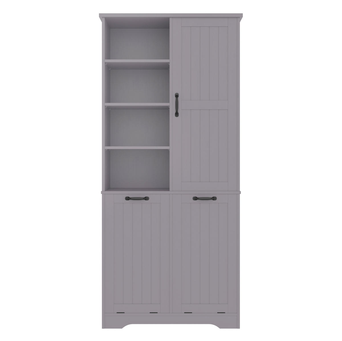 BADEZIMMERSCHRANK 78x35x172.7cm in Grau, feuchtigkeitsbeständig mit 2 Wäschekörben - Grau, Holzwerkstoff (78/172.7/35cm) - Modfu